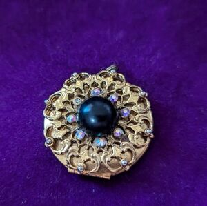 Vintage Gold and Black Locket Pendant